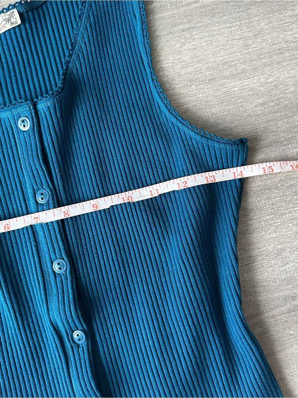 Free People Ribbed Button-Front Tank Blue size M - Picture 4 of 8